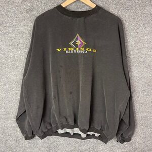 Vintage Minnesota Vikings Sweatshirt NFL Football‎ Purple Gold Crewneck Mens XL